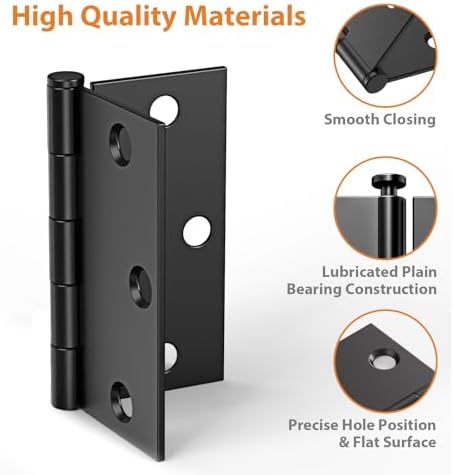 black door hinges - 30 pack mate black, close-up detail