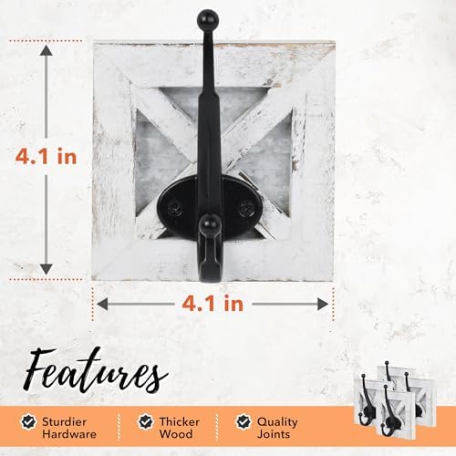 autumn alley farmhouse bathroom decor white hooks, towel showing dimensions