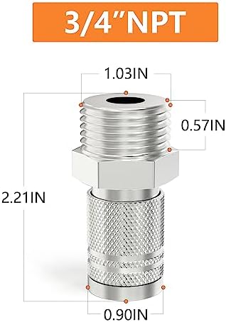 gasher 10pcs 3/4-inch male industrial coupler,1/4 basic flow shown in use
