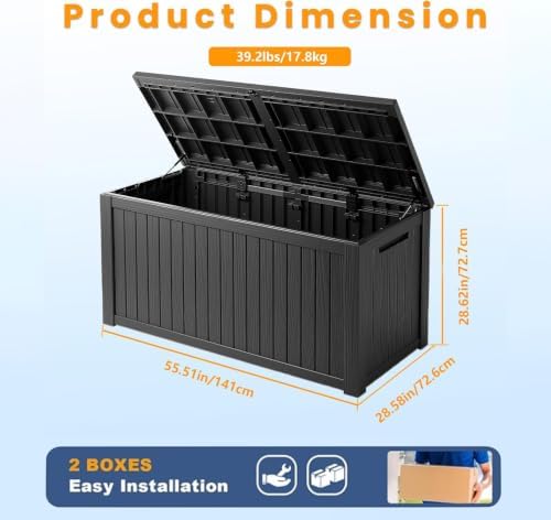 tarkari 180 gallon outdoor storage box waterproof, resin, side view