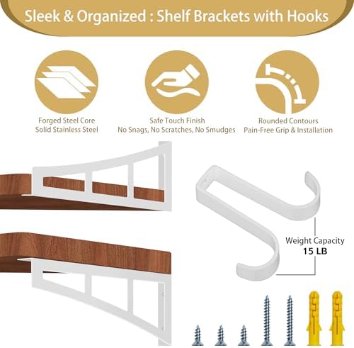 decorative shelf brackets 10 inch heavy duty floating, close-up detail