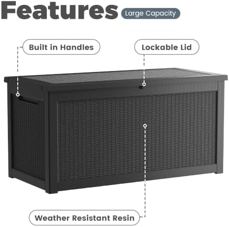 350 gallon outdoor storage box, extra large waterproof, package contents