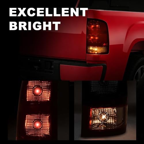MOUTUX Tail Lights Compatible with GMC Sierra 1500 2500 3500HD 2007-2014, 25958485, GM2801208, 25958484, GM2800208 Rear Light Lamp Assembly Red Left+Right w/Blubs&wiring harness