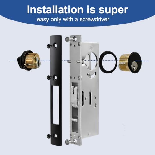storefront door lock commercial mortise hook bolt (black shown in use