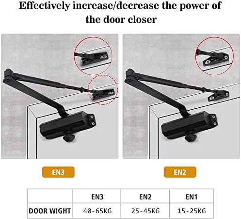 marie automatic door closer,size 3 adjustable closing speed showing dimensions