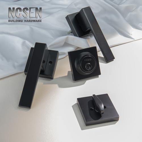 matt black front door lockset, exterior door lock showing dimensions