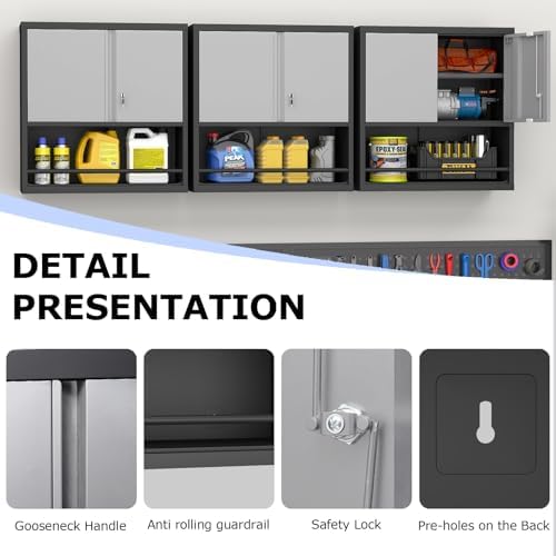 metal wall cabinet, steel floating hanging storage cabinet showing dimensions