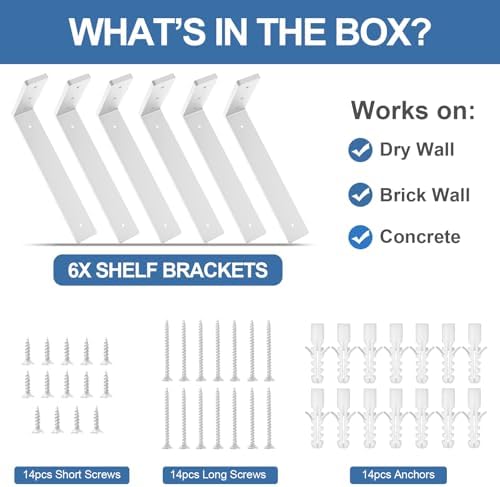 heavy duty shelf brackets, 6 pack 12 inch, view 9