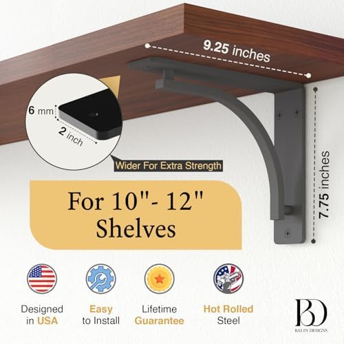 classic black heavy duty shelf brackets 10 inch shown in use