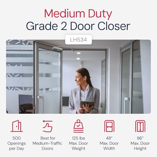 lawrence medium duty commercial automatic door closer shown in use