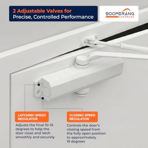 boomerang d503 light/medium-duty designer auto commercial door closer, side view