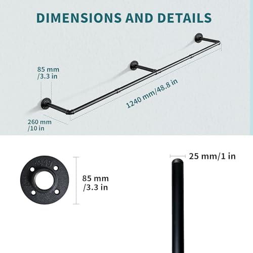 wall mounted clothes rack 48.8 inch/4ft shown in use