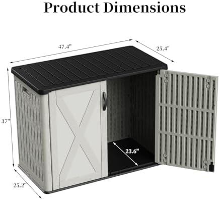 patiowell resin outdoor storage cabinet, 26 cu.ft horizontal, front angle view