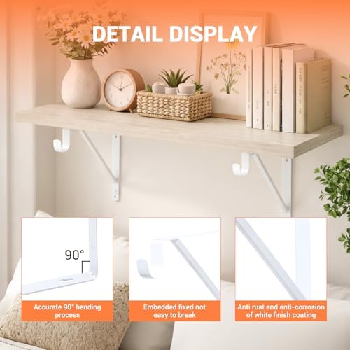 closet rod brackets 11x9.5in, 8 pack closet shelf showing dimensions