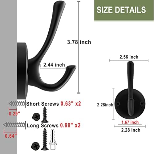 tofiigrem black wall hooks, 6 pack coat towel, view 9