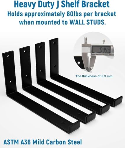 leopo 10 inch shelf brackets 8-pack, 1/5" thick, side view
