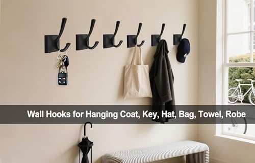 tofiigrem black wall hooks coat hooks, mudroom hooks shown in use