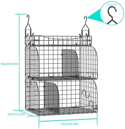 hapirm hanging closet organizer storage - 3 tier, close-up detail