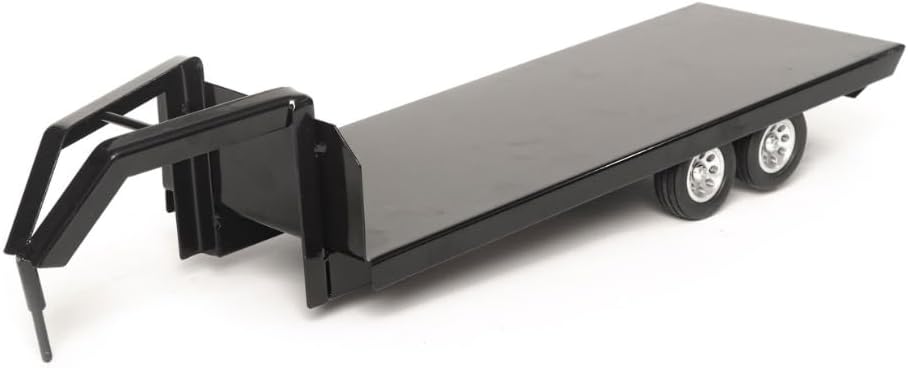 Little Buster Toys Gooseneck Flatbed Trailer – All-Metal 1:16 Scale Black Ranch Hauling Accessory for Farm Displays, Dioramas & Collectible Western Scenes – Durable Metal Trailer with Rubber Tires