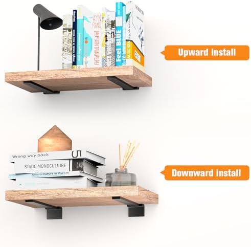 black floating shelf brackets 12 inch 6 pack showing dimensions