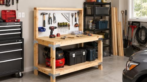 workbench and shelving hardware kit - galvanized steel, front angle view