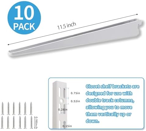 13-inch adjustable double-track wire shelf brackets, 10 pack shown in use