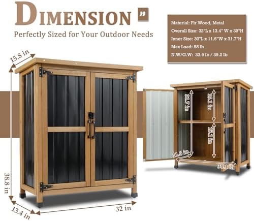 petscosset small outdoor storage cabinet weatherproof with lockable shown in use