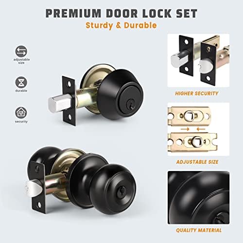 knobwell 3 pack keyed alike entry door knobs, side view