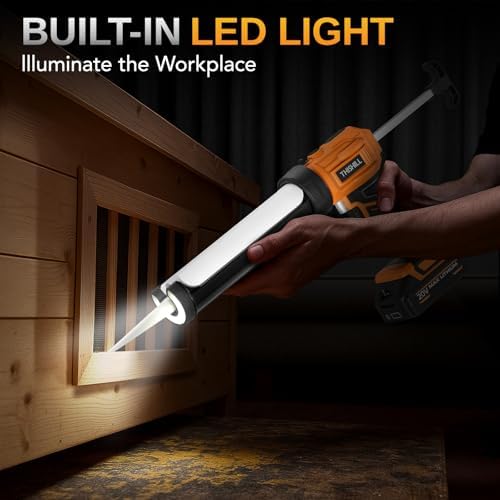 this hill cordless electric caulk gun, 10oz dripless showing dimensions