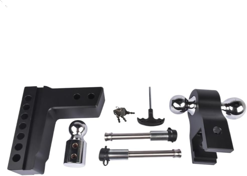 Adjustable Trailer Hitch Fits 2.5 Inch Receiver 6 Inch Drop Rise Heavy Duty Aluminum Drop Hitch 18500 LBS GTW