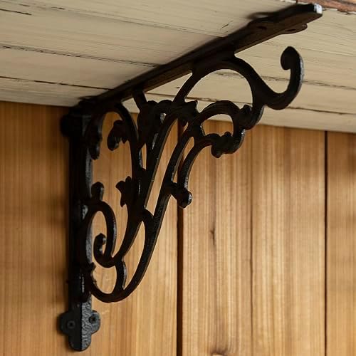 15.8''x9.5'' decorative shelf brackets,2 pack cast iron shelf, side view