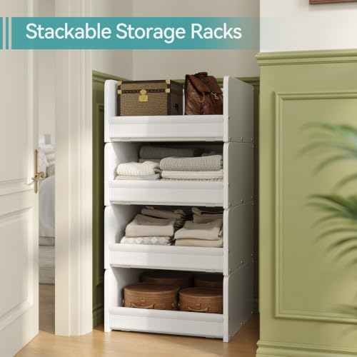 foucssomei closet storage organizer with wood frame &, side view