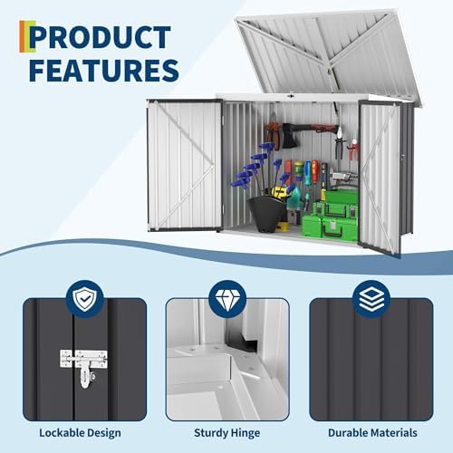 garvee outdoor trash storage shed– 5.8x3.3 ft, lock, side view