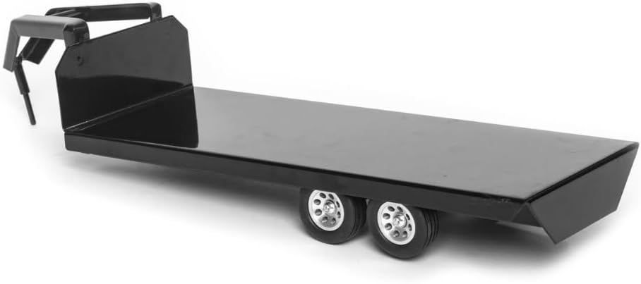 Little Buster Toys Gooseneck Flatbed Trailer – All-Metal 1:16 Scale Black Ranch Hauling Accessory for Farm Displays, Dioramas & Collectible Western Scenes – Durable Metal Trailer with Rubber Tires