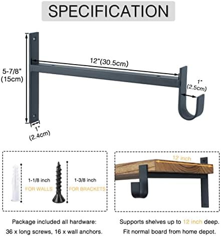 ovov closet rod bracket heavy duty 12 inch, side view