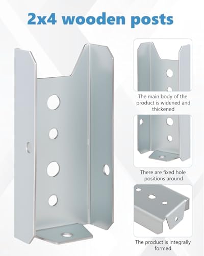 2x4 fence brackets for wood rail, 18 gauge showing dimensions
