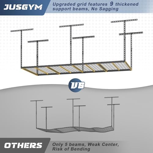 3x8ft overhead garage storage rack 750lbs capacity, 26"-40", close-up detail