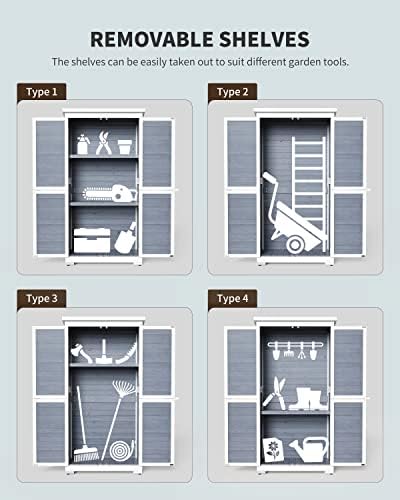 gizoon outdoor storage cabinet with 3 shelves, double showing dimensions
