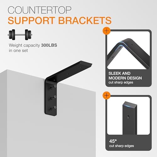 batoda 10” countertop support steel brackets (4 pcs), close-up detail