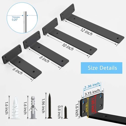 shelf brackets floating shlef brackets 12-inch 6-packs, 1/5-inch shown in use