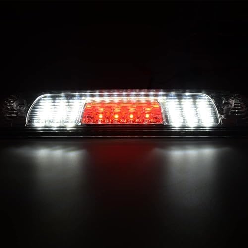 G-PLUS LED 3rd Brake Light Fit Chevy Silverado 1500 2500HD 3500 2014-2018 | Rear Third Brake Light Fit GMC Sierra1500/2500HD/3500 2014-2018,3RD Cargo Led Tail Lamps Clear lens Chrome Housing