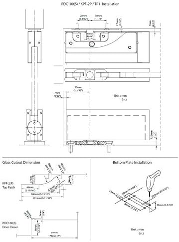 nhn hydraulic self closing pivot door closer (hold, front angle view