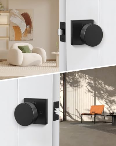 goldenwarm matte black door knobs interior, privacy door, close-up detail