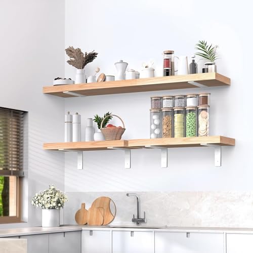 white floating shelf bracket 12 inch, 6 pack, front angle view