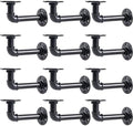 l-shaped industrial pipe shelf brackets, black metal wall-mounted, main product view