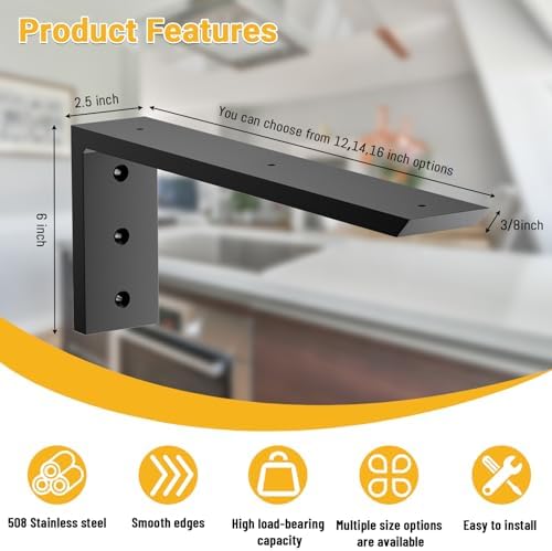 countertop support bracket 14 inch 4 pack (3/8", side view