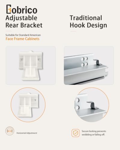 gobrico undermount drawer slides bottom mount soft close, side view