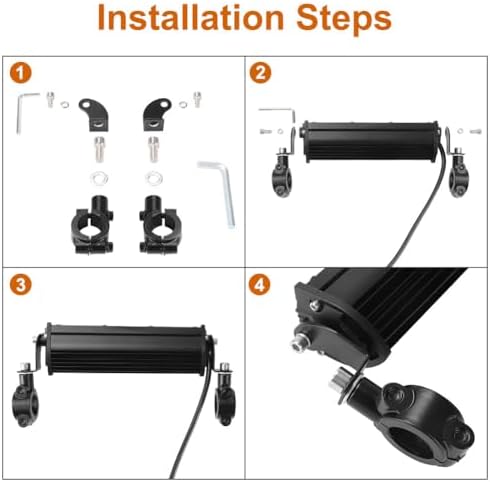 motorcycle led light bar & on-off switch headlight showing dimensions