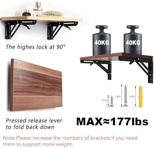 folding shelf brackets - 20 inch 4 pcs, side view