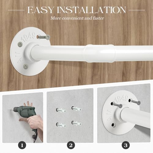 erytlly industrial pipe wall mounted clothes rack,38 inches, side view